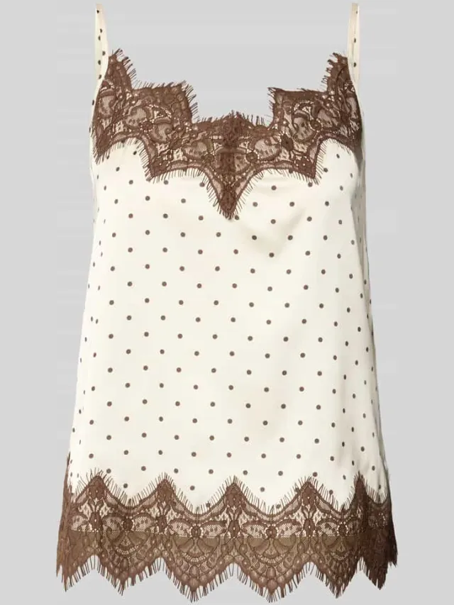 Jake*s Casual pyjamabovendeel met kant Ecru