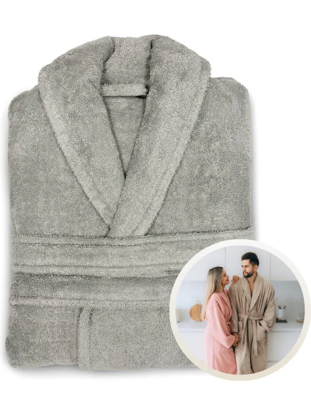Funnies Badjas Country Grey L/XL voor Volwassenen - Unisex Badjas / Ochtendjas / Douchejas - Gemaakt van 100% Zuivere Katoenen Badstof - Zacht, Comfortabel en Absorberend - Perfect voor Sauna, Bad, Zwemmen of Ontspanning