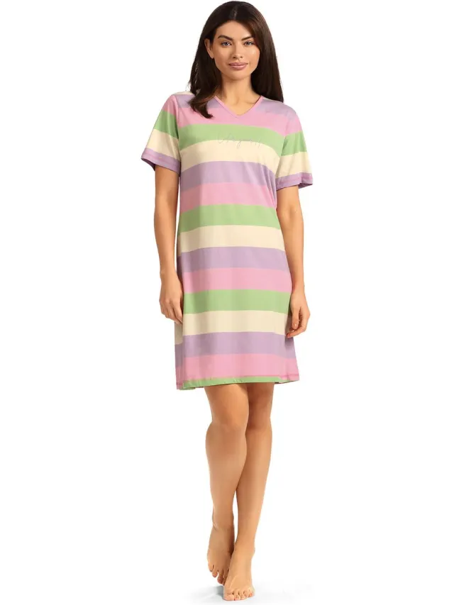 Comtessa Dames Nachthemd 'Miami Beach Stripes' Rose