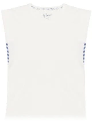 By Louise Dames capri korte pyjama set wit/blauw gestreept, foto 2