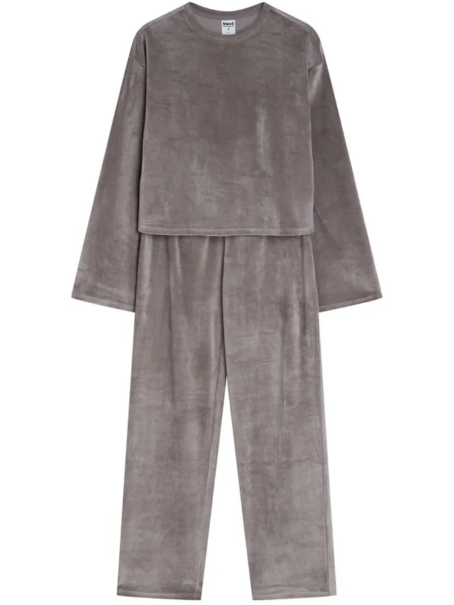 ESOTIQ BLOOVII Dreamy - Damespyjamaset - Bruin - Lange mouwen - Geribd velours