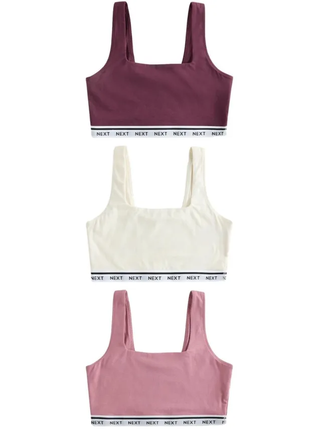 Next Dames - Set van 3 korte Ultimate Comfort tops met veel katoen - Paars Pink/Plum/Cream