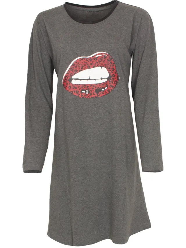 Temptation Tempation Dames Nachthemd - Bigshirt - Grijs