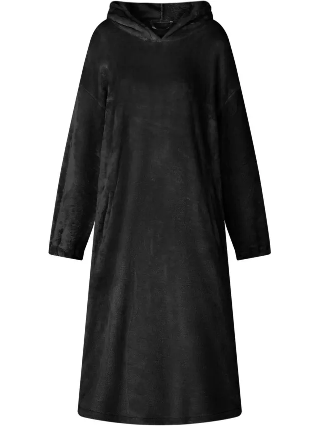 vidaXL Deken hoodie Zwart L Flanel