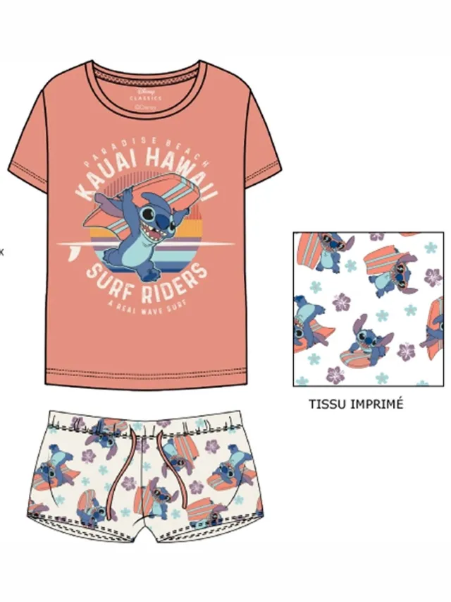 Disney Lilo & Stitch Shortama Dames Katoen Zalm