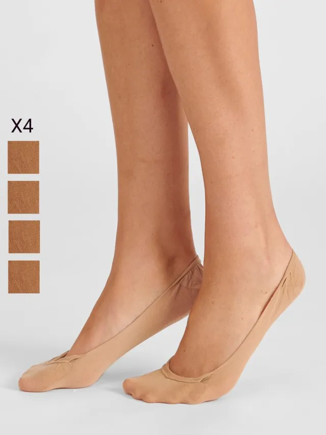 Damart Set van 4 paar kousenvoetjes of voeten 20D - Dames - Beige - 39/41