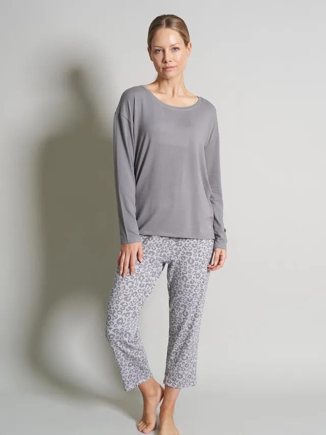 Tom Tailor Victoria Dames pyjama - 7/8 broek - Grijs