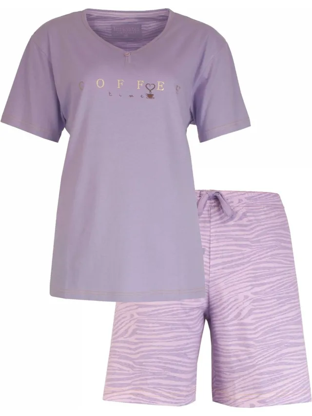 Irresistible Dames Shortama - Pyjama Set - Zebra - Paars