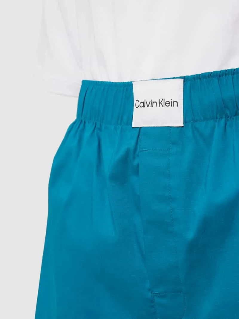 Calvin Klein Pyjama met labelstitching, model 'PURE COTTON' koningsblauw, foto 2