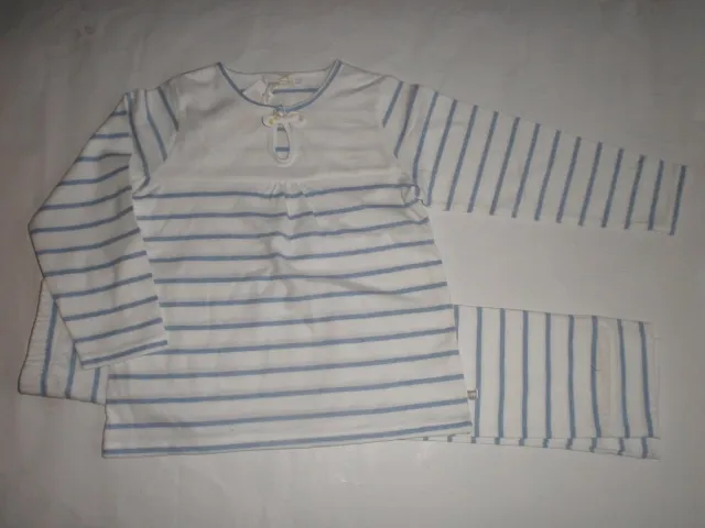 Noukie's Pyjama - Katoen - Meisje - Streep blauw - 6 jaar 116 wit / blauw