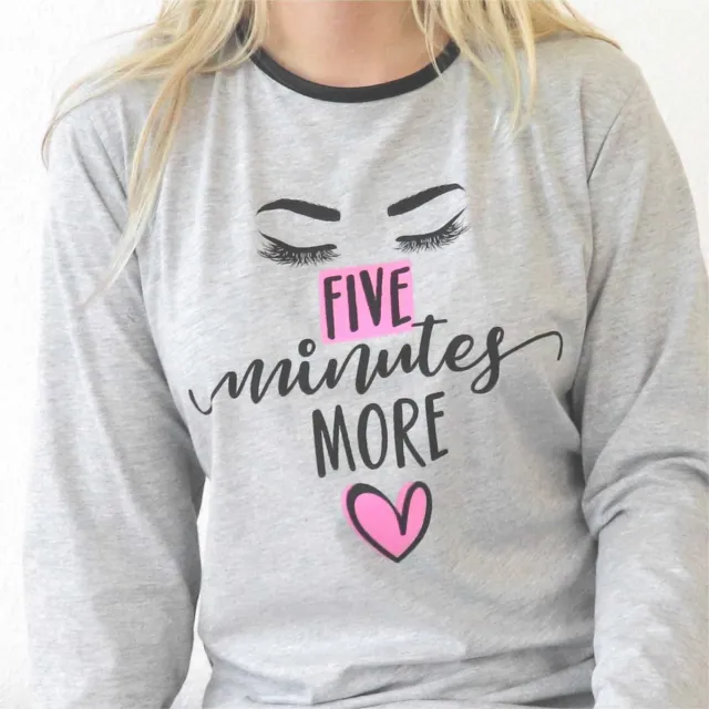 Temptation Dames Nachthemd - Bigshirt - Five minutes more Tekst - Licht Grijs