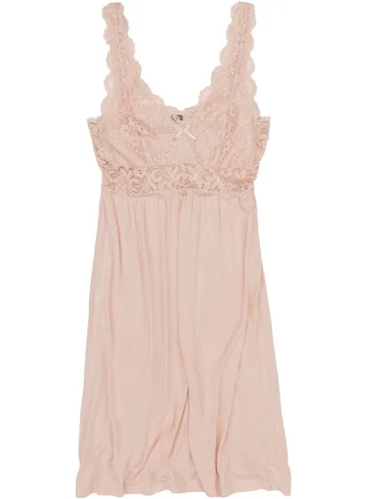 By Louise Slipdress dames negligé met kant Roze