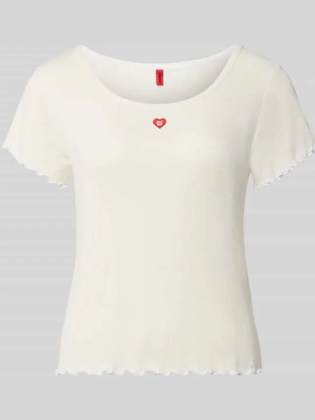 Hugo Regular fit pyjama-t-shirt van modalmix model 'HUGO HEART' Offwhite