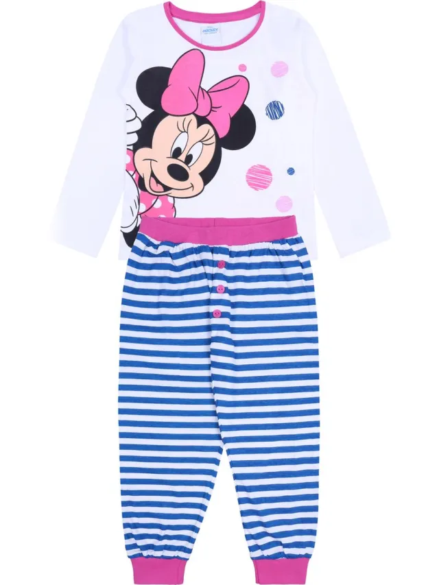 Disney Witte meisjespyjama met strepen - Minnie Mouse DISNEY / 128 cm