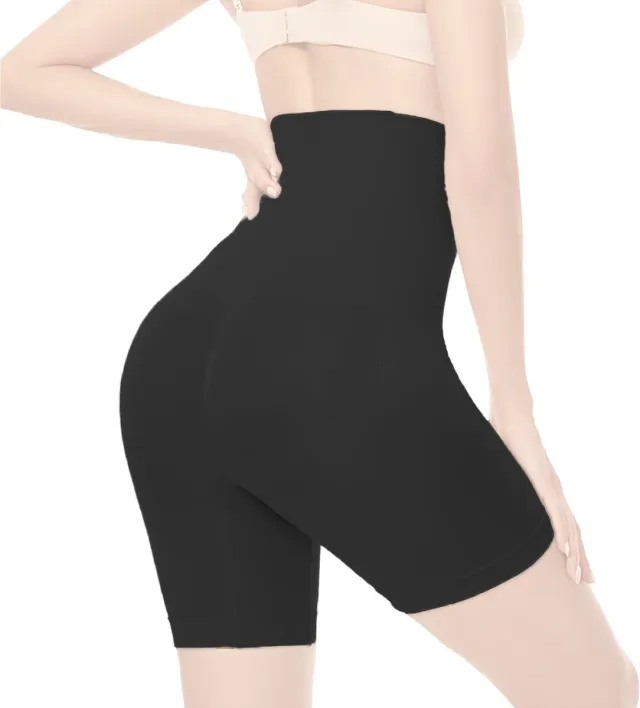 Somstyle Corrigerende High Waist Boxershort - Naadloos Dames Ondergoed - Shaping Short - Zwart