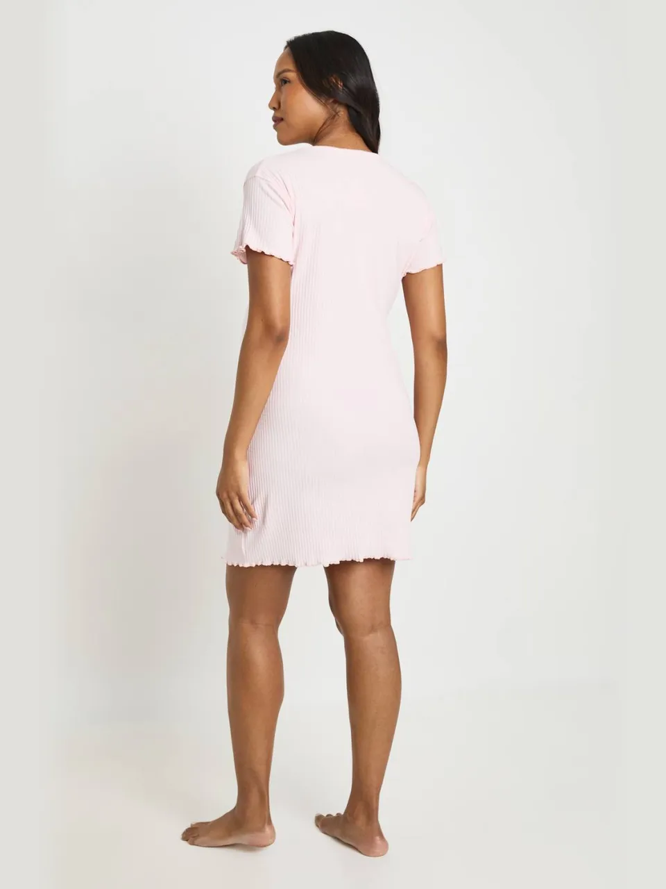 boohoo Dames Zwangerschaps Ribgebreid Nachthemd Met Knoopsluiting baby roze, foto 2