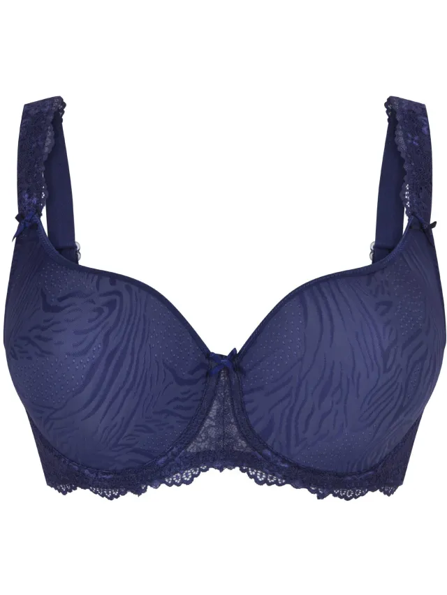LingaDore T-Shirt BH - Plus Blue ribbon jacquard