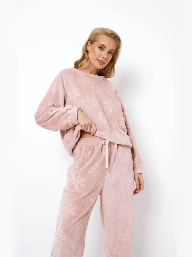 Aruelle Dames Pyjama Betsy-Warme Lounge set-Sneeuwvlokdesign-Oudroze