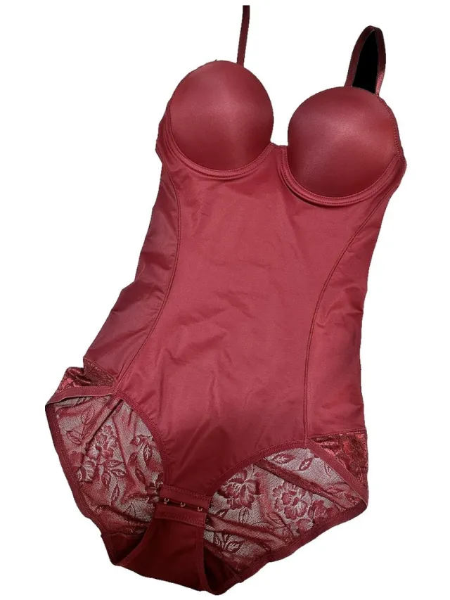 Currero Bodysuit Dames - Shapewear - Bodystocking - Corrigerende Body - Ingebouwde BH - Vormgevend & Afslankend Effect - Bordeauxrood