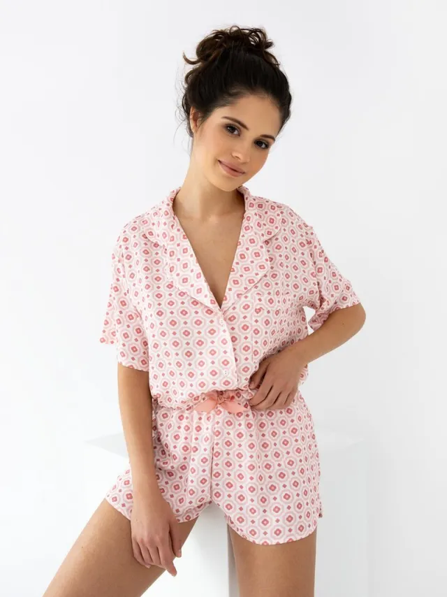 S& Sensis Sensis Pyjama Dames Volwassenen Knoopjes Viscose Korte Mouw Korte Broek Shortama Penelopa 42 / Roze