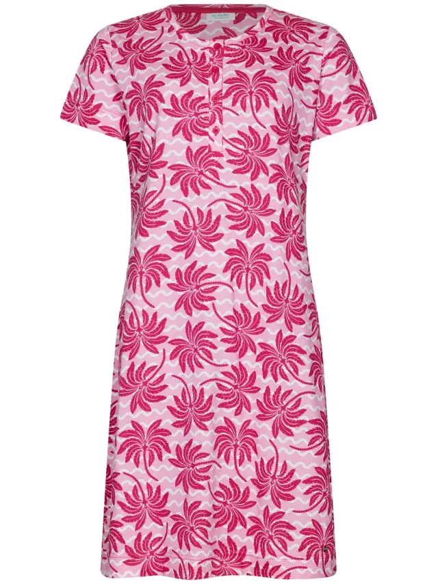 Rebelle MyRebelle - Nachthemd - Palm Springs - Bio Katoen - Roze - knoopsluiting