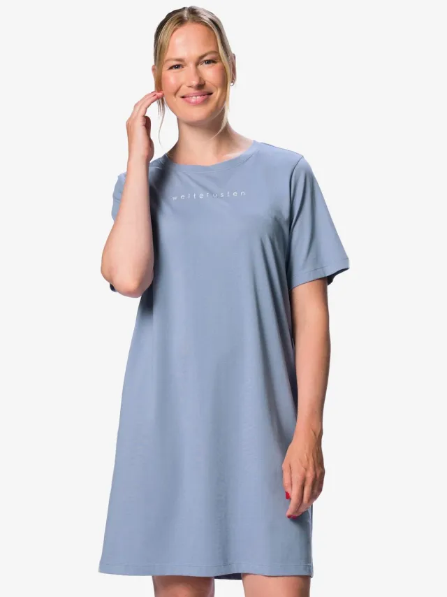 HEMA Damesnachthemd katoen weltrusten blauw (blauw)