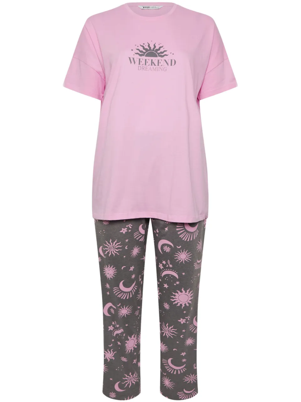 Yours Roze En Grijze 'Weekend Dreaming' Pyjamaset-52, foto 4
