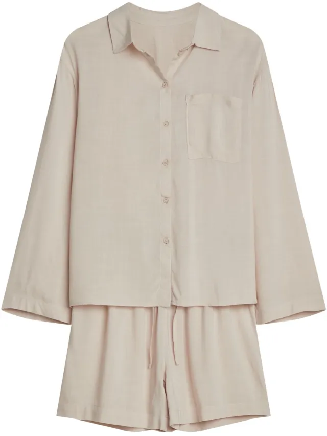 ESOTIQ Corenso - Damespyjamaset - Lichtbeige - Lange mouw - 100% viscose