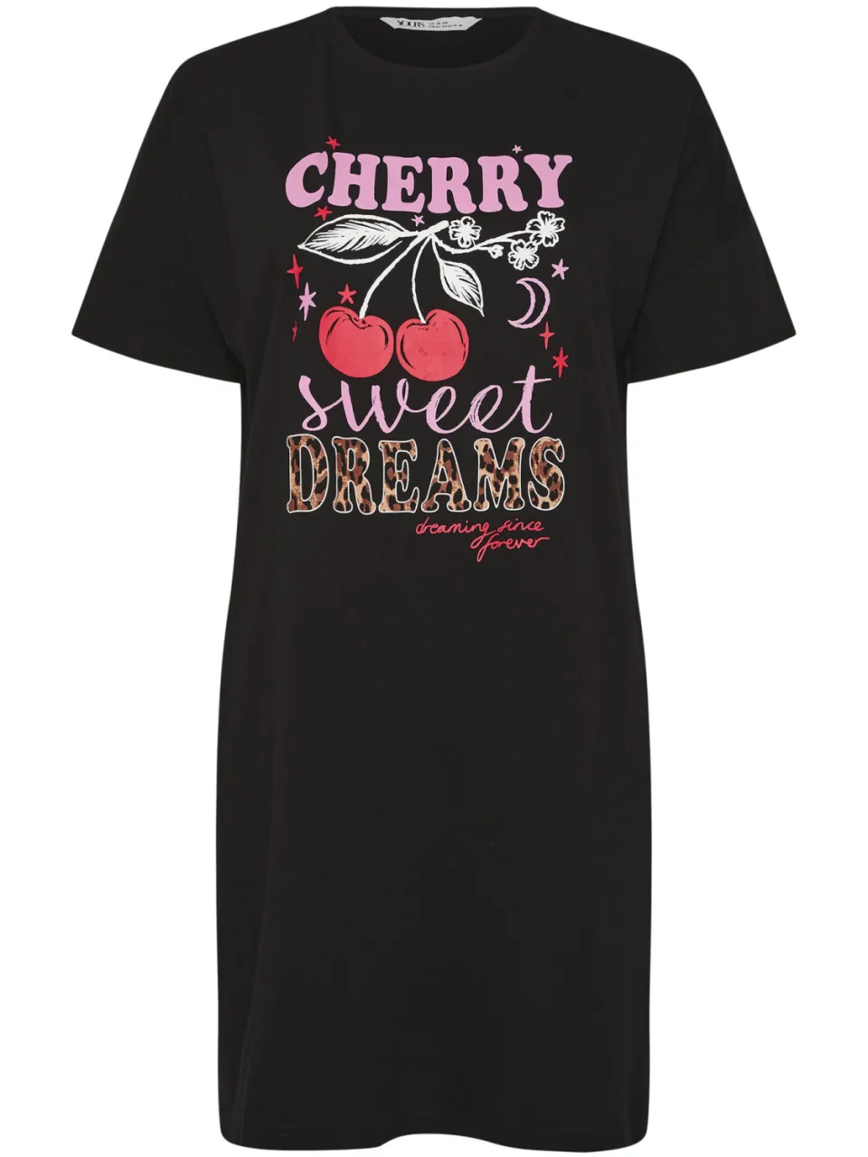 Yours Zwart Luipaardprint 'Cherry Sweet Dreams' Nachthemd-68, foto 4