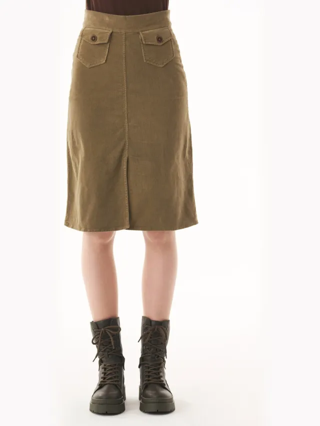 ORGANICATION dames vegan Rok Corduroy Olijfgroen, foto 2