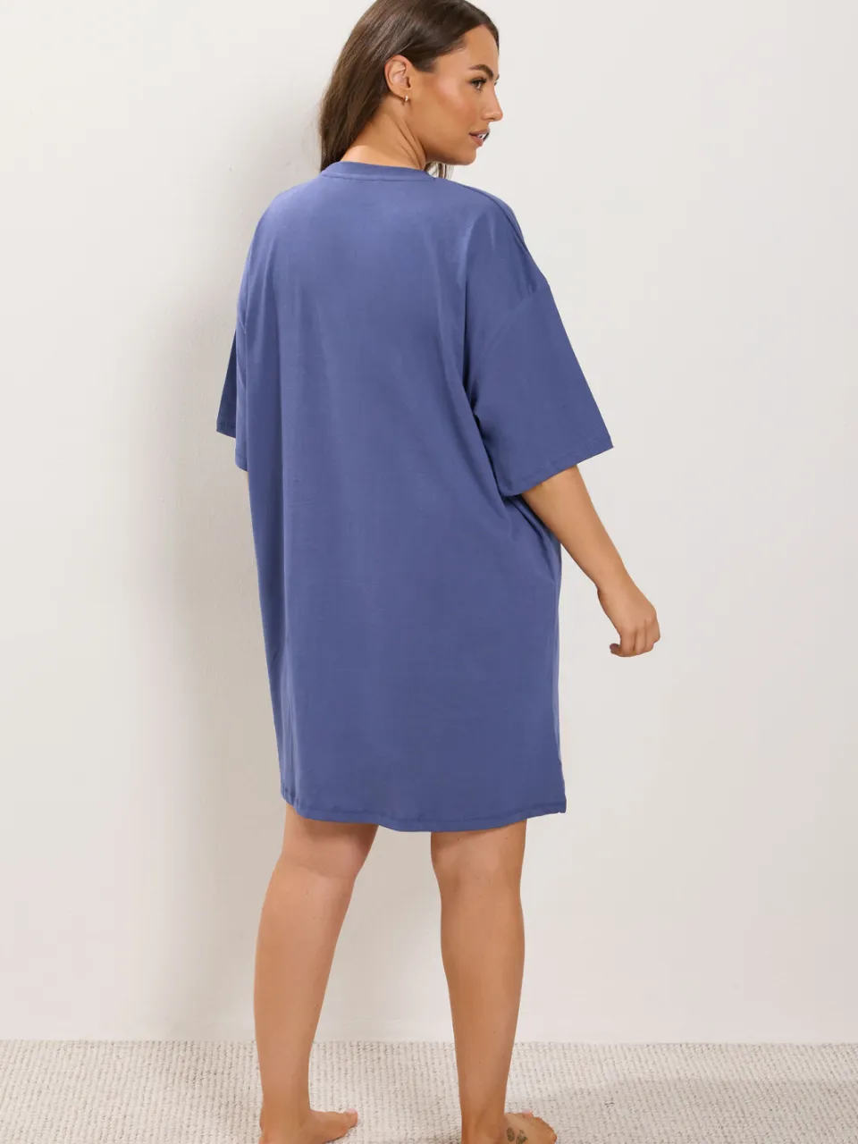 Yours Curve Marineblauw Slaapshirt Met Hemelprint-48, foto 3