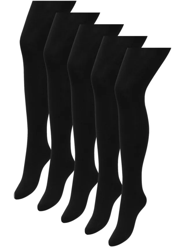 Next Dames - Set van 5 ondoorschijnende panty's van 60 denier - Zwart Black