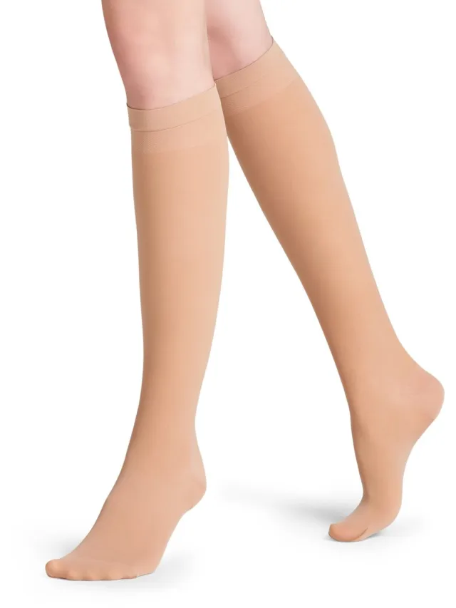 Falke Vitalize met compressie materiaal halfdoorzichtig 40 DEN kniekousen dames transparant-38 beige 4059