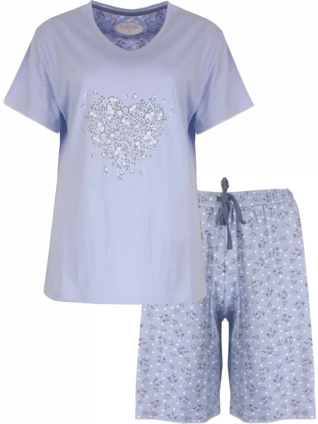 Tenderness Dames Shortama - Pyjama Set - Licht Blauw