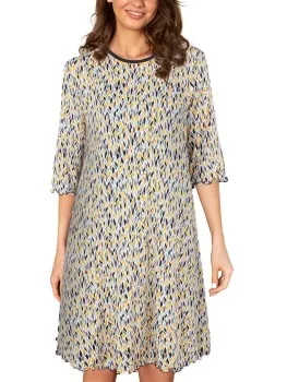 Lady Avenue Three Quarter Sleeve Bamboo Nightdress Versch.kleure/Patroon,Blauw,Geel