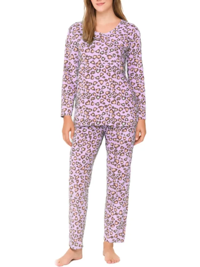 Fine Woman Dames Pyjamaset met Panterprint 2320 Maat- L Paars Paars 2320