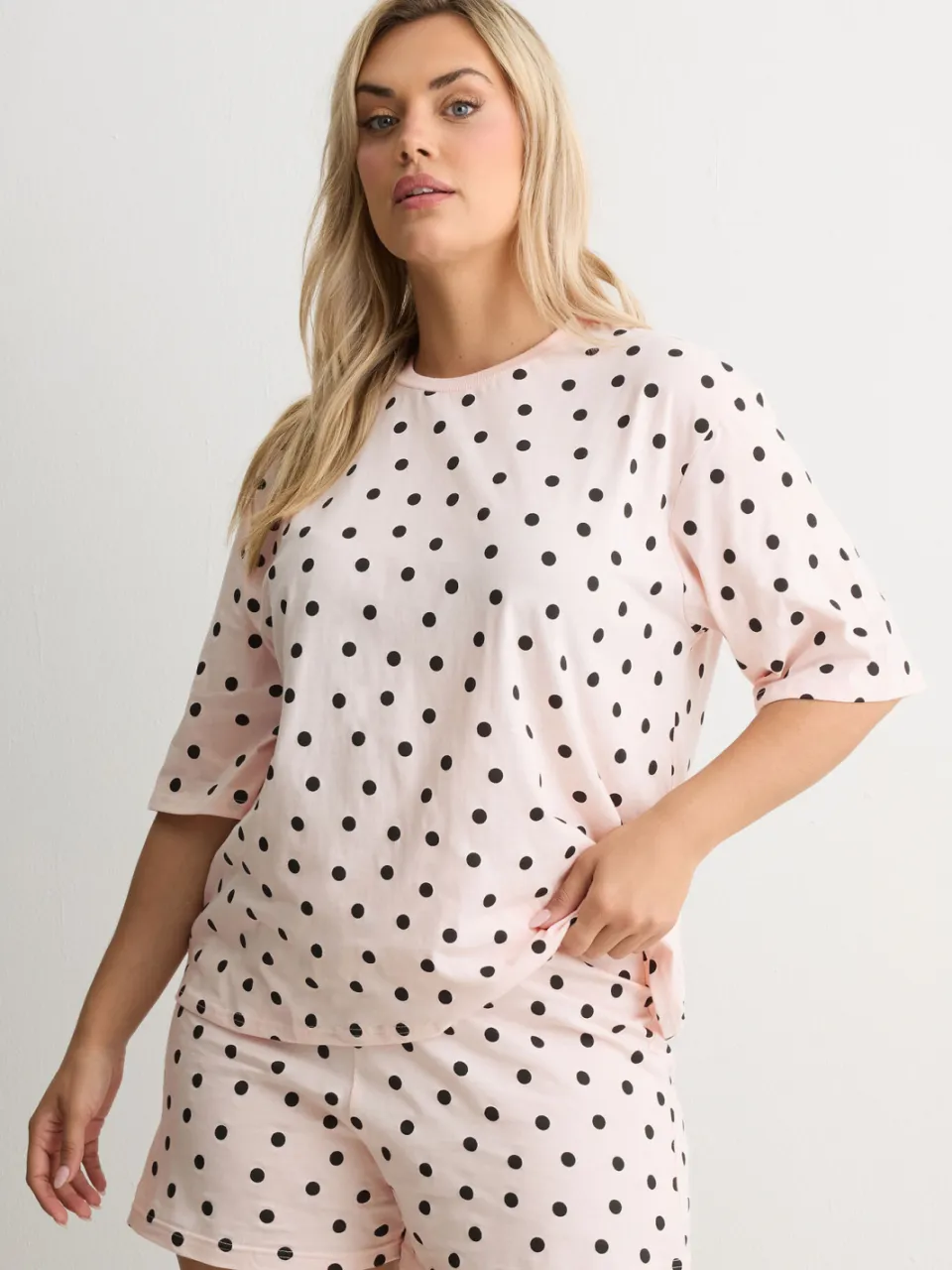 Yours Roze Pyjamashorts Met Stippen-42, foto 4
