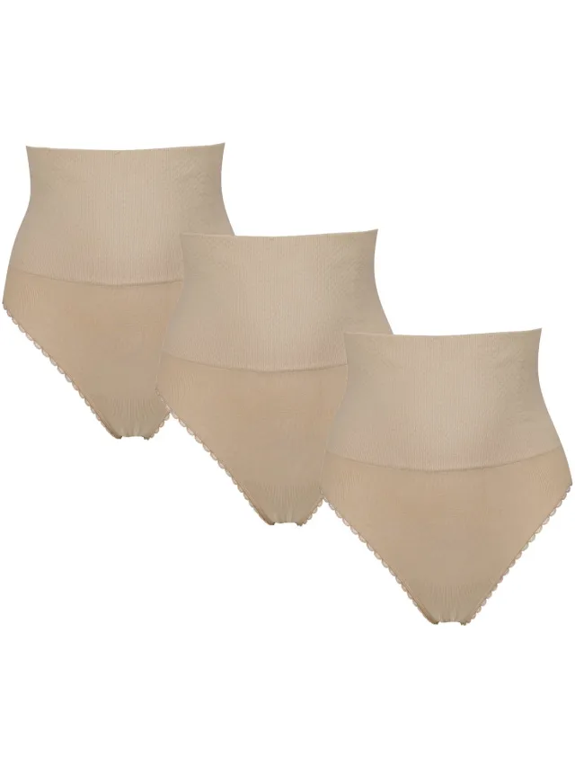 J&C 3-pack Dames corrigerende string J&C 3235 Huid