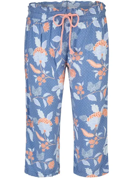 By Louise Dames capri pyjama set driekwart oranje/blauw gebloemd, foto 2