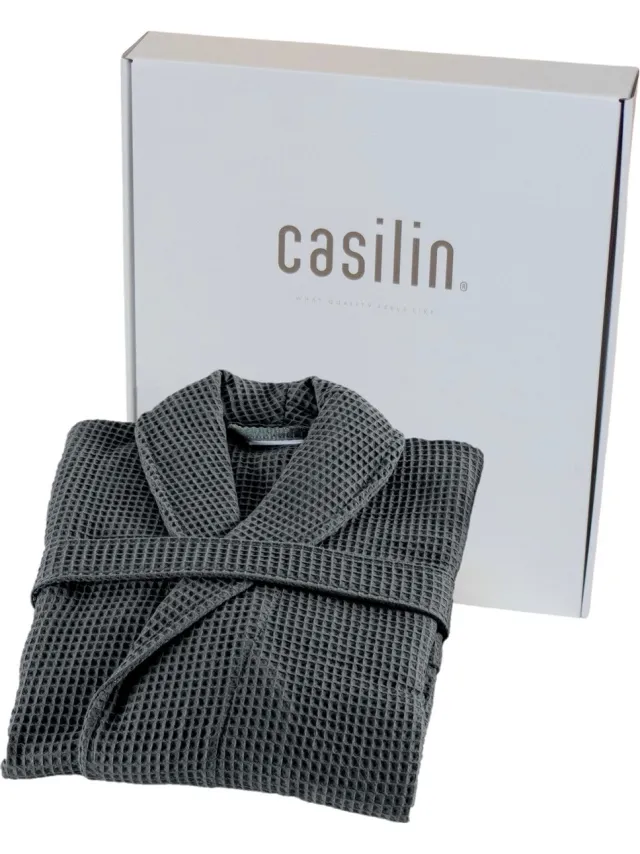 Casilin Kos Sauna Badjas in Geschenkdoos - Dames en Heren - Wafel 100% katoen - Antraciet