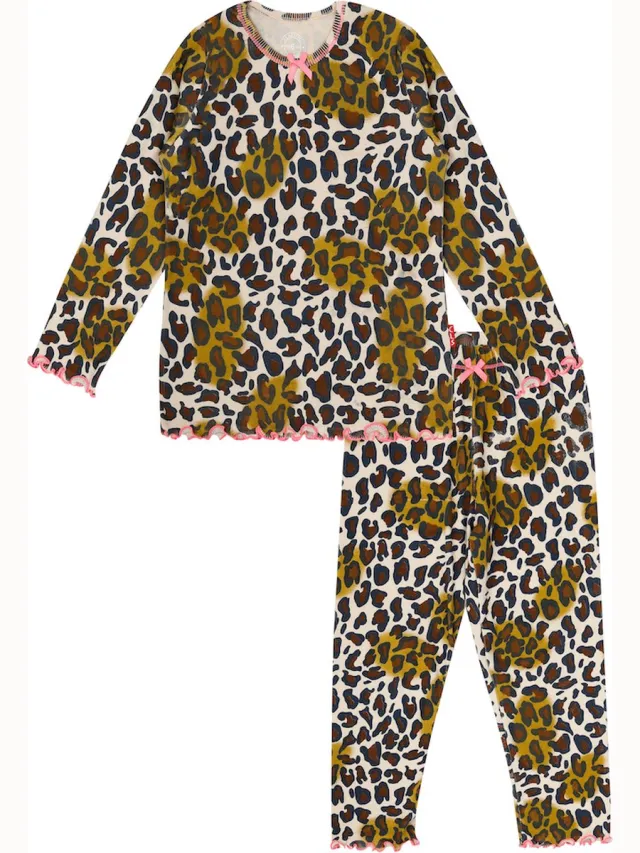 Claesen's pyjama meisje Brown Blue Panther-122 Bruin