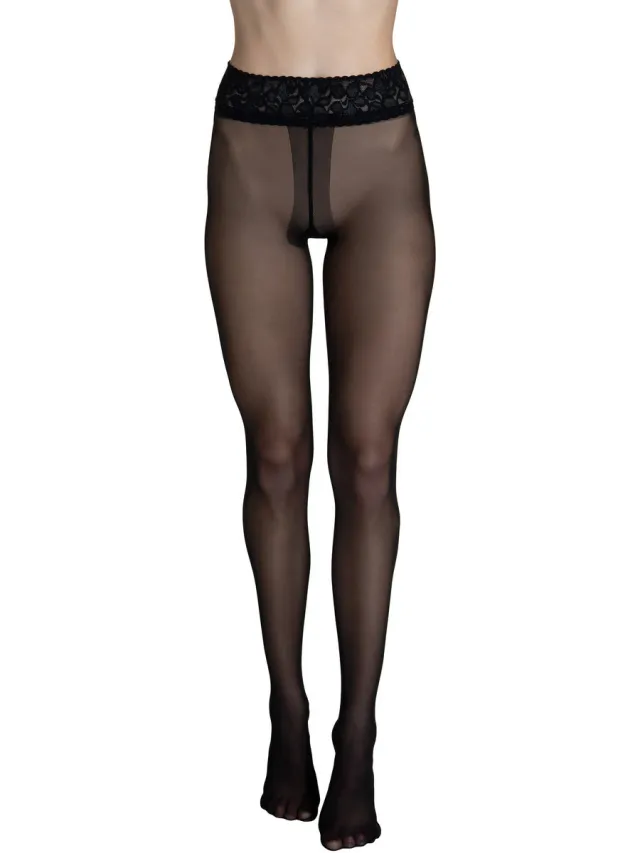 Lisca Panty’s/Kousen Lisca 30 DEN s panty transparant met decoratieve tailleband Zwart
