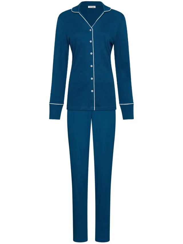 Pastunette Premium - Blue Mirage - Pyjama - Doorknoop - Katoen - Interlock - Blauw