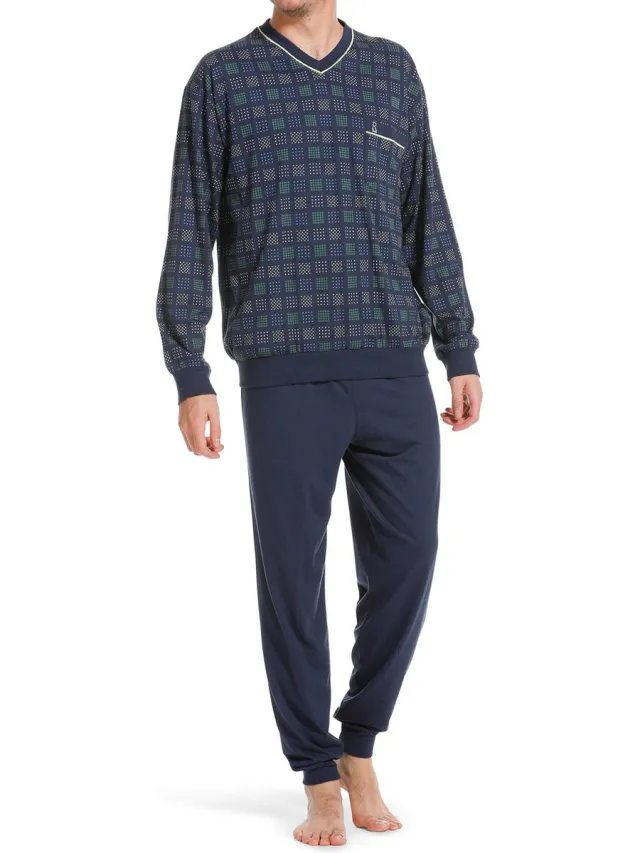 Robson Heren pyjama Modal - Blocks - 50 - Groen