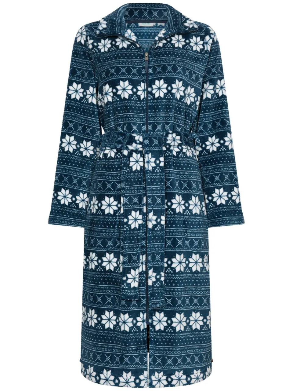 Rebelle fleece badjas met print - donkerblauw/wit, foto 2