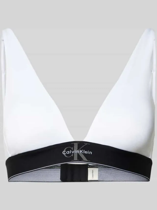 Calvin Klein slim fit bh met logo-stitching Wit