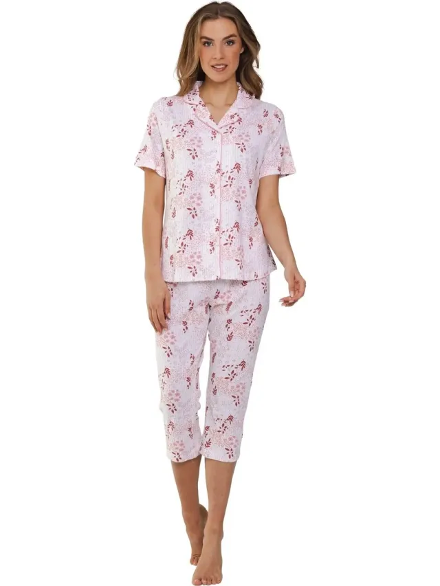 Pastunette Pyjama Coral Breeze - Katoen - Doorknoop - Wit