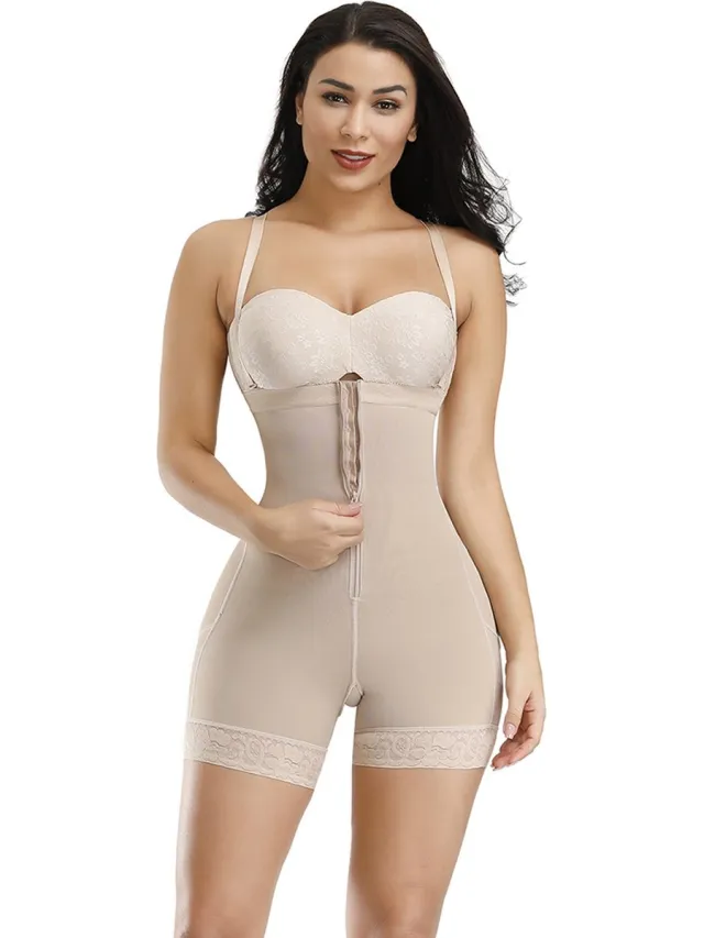 Chibaa Slimming Bodysuit met opening voor toiletbezoek - Nude - Maat: M - Body Shaper - Shapewear - Corrigerende Body - Butt Lift - Afslank