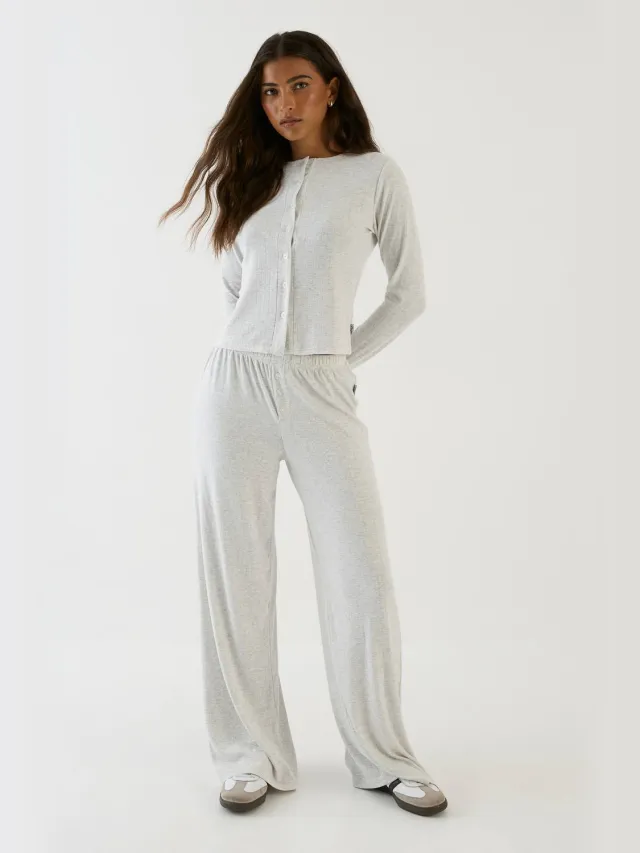 DSGN Studio Dames Dsgn Studio Pointelle Wijde Pijpenbroek Asgrijs