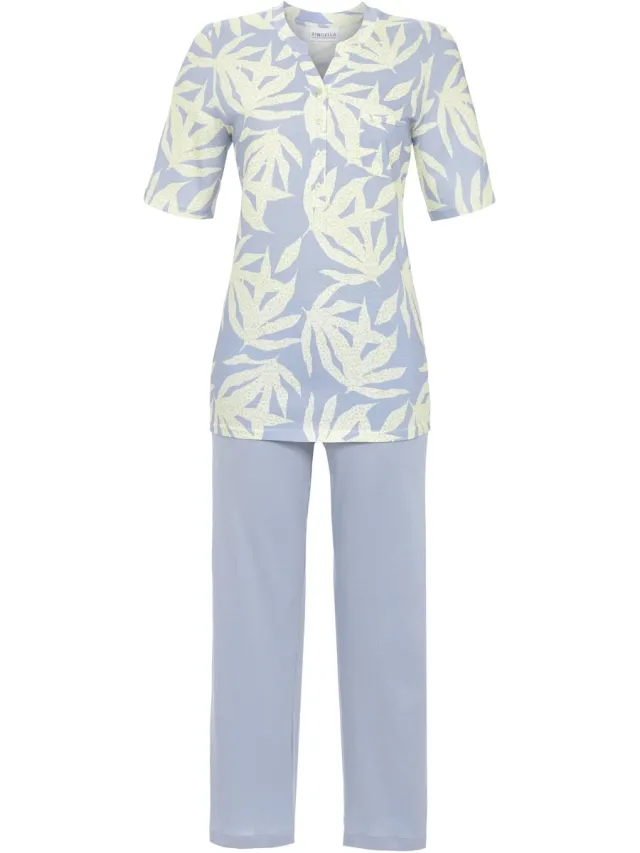 Ringella Blauwe flora pyjama Ringella - Blauw - Maat - 42